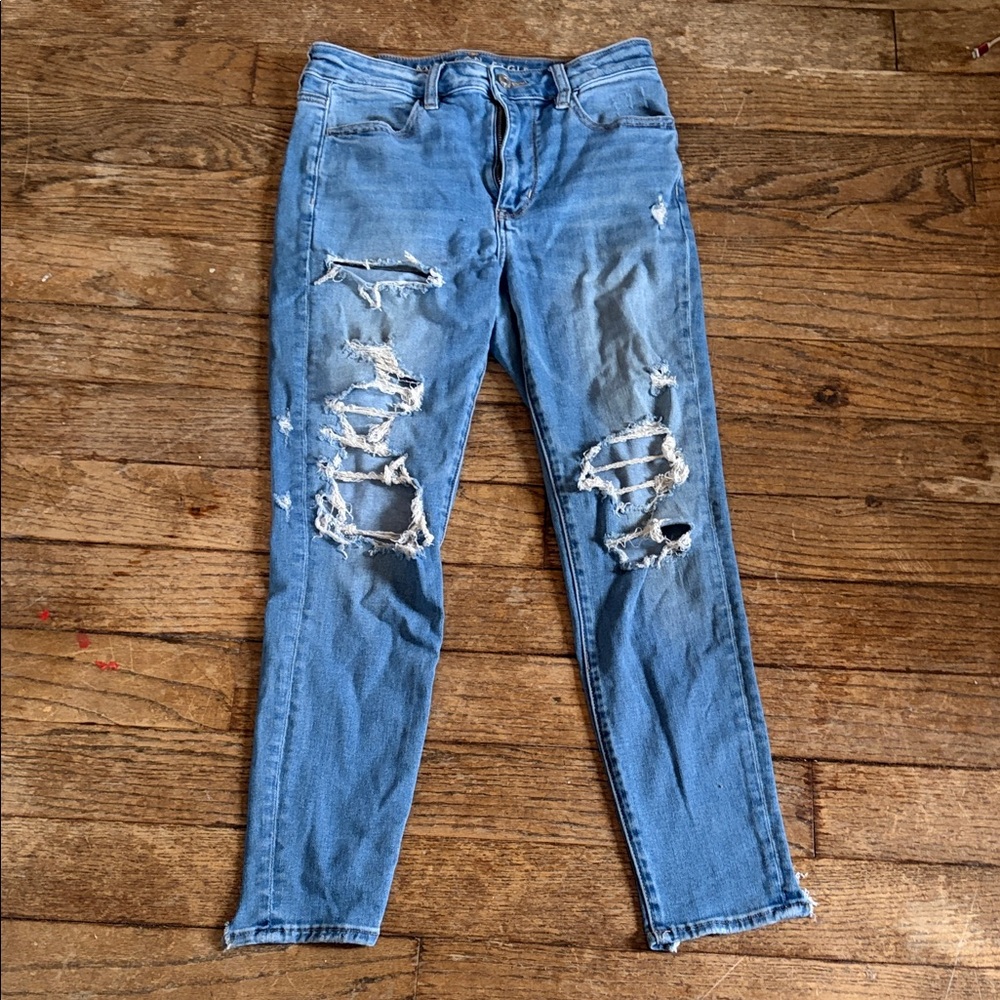 American Eagle Outfitters Distressed Light Blue Skinny Jeans